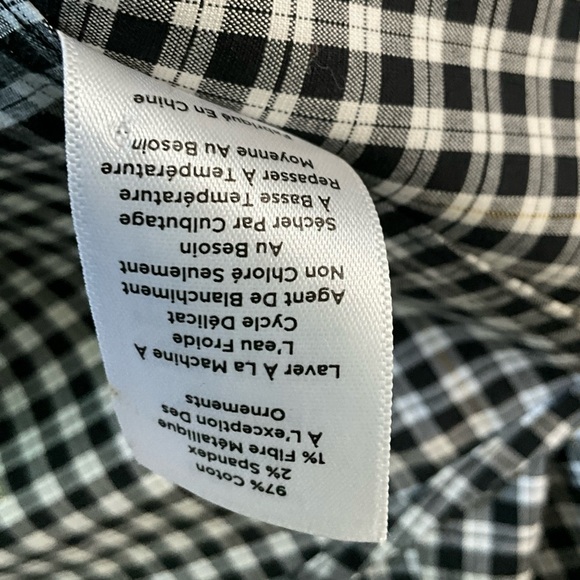 Talbots Petites Black and White Checkered Button-Up Shirt 10P - Picture 6 of 6